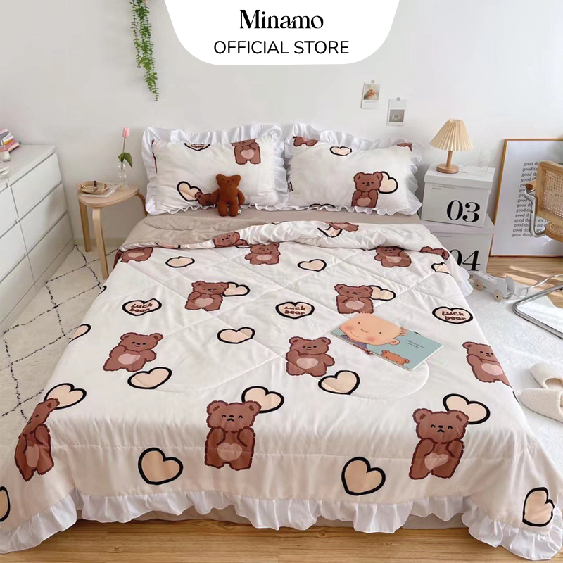 Bộ chăn ga gối Đũi Minamo nhập khẩu cao cấp, nhiều mẫu đẹp, chăn trần hè đũi mềm mịn, thoáng mát