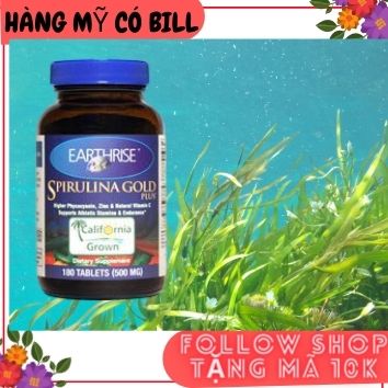 (có bill nhập)Tảo mặt trời Earthrise Spirulina Gold Plus 180 viên