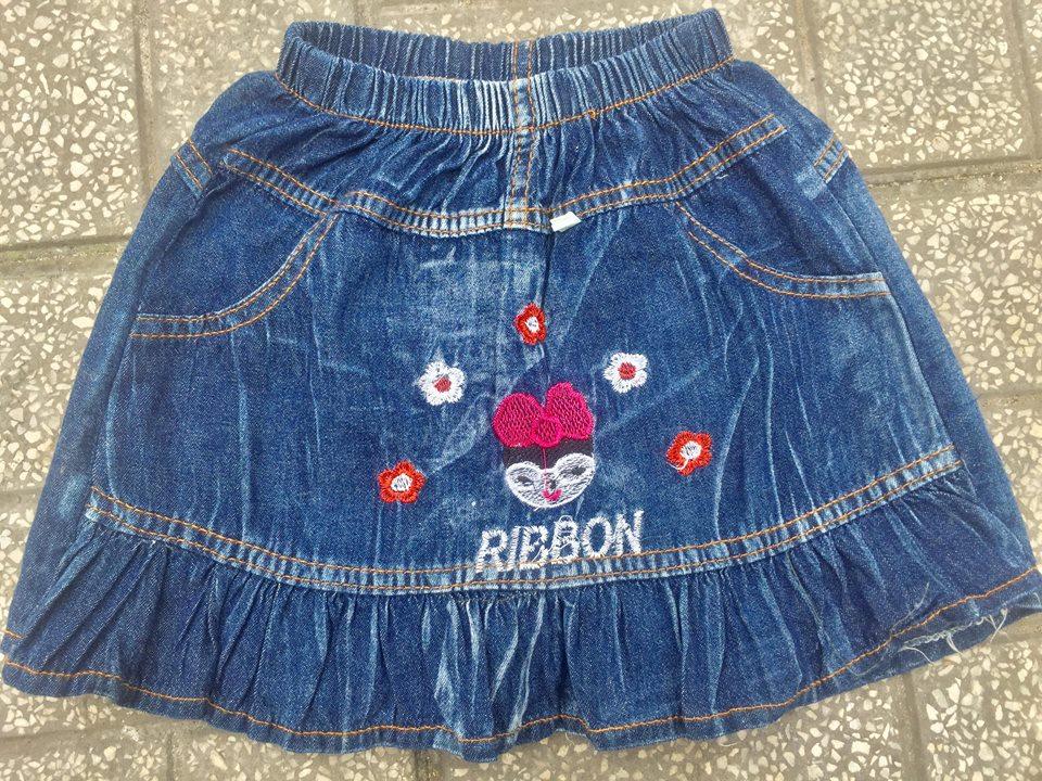 Quần short jean giả váy bé gái