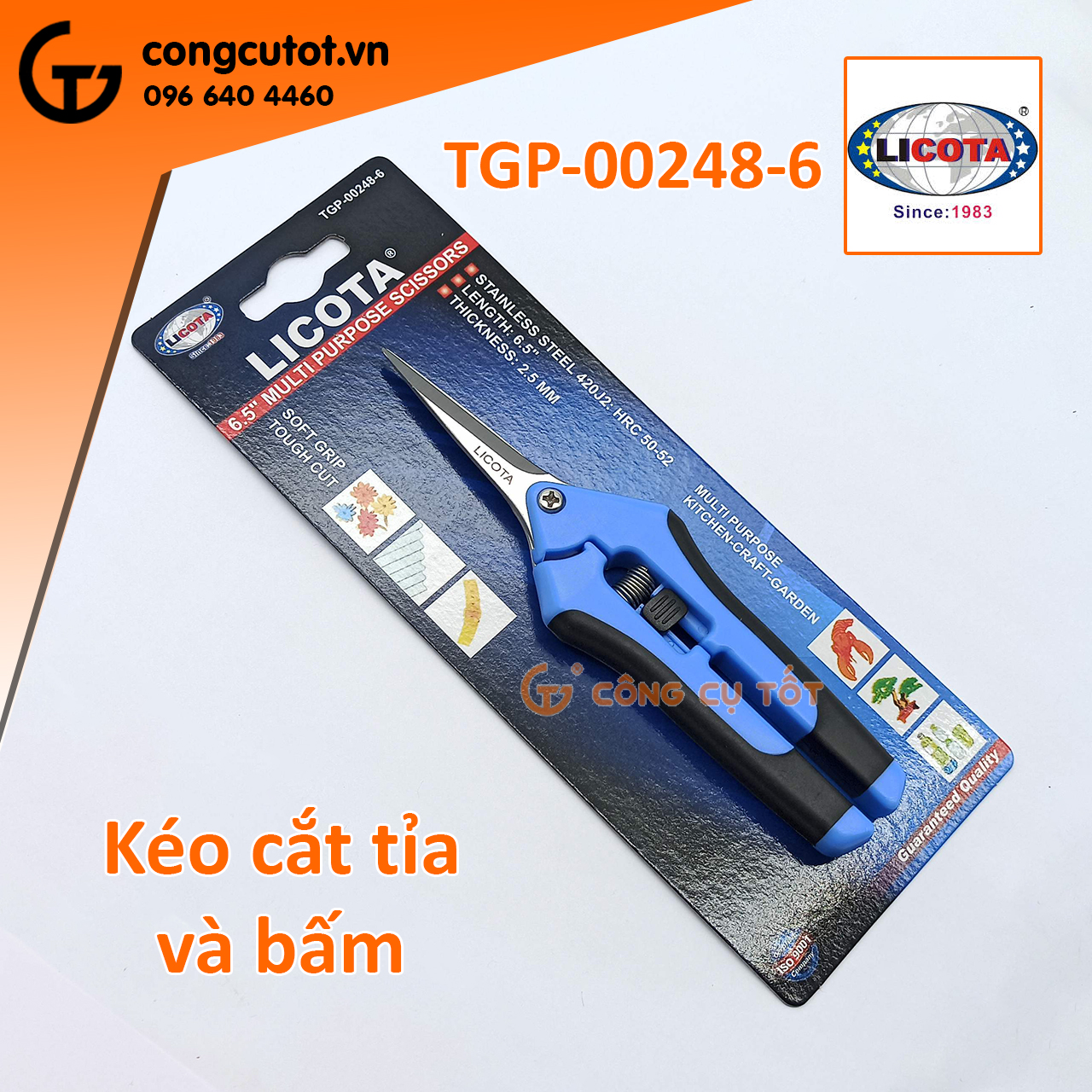 Kéo cắt tỉa và bấm cành Licota TGP-00248-6 6,5 inch
