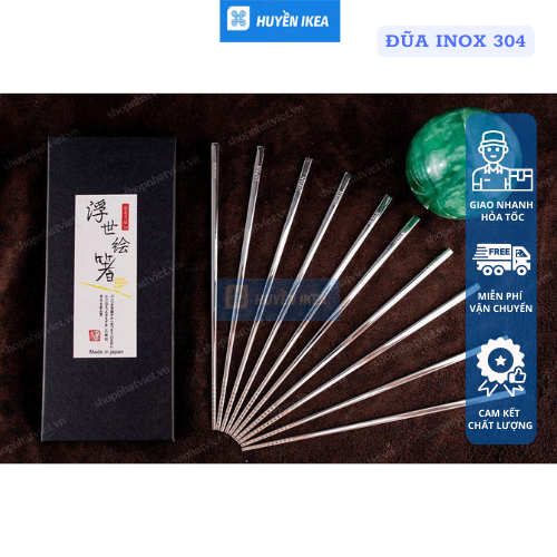 Đũa inox đặc ruột 304 Nhật set 5 đôi