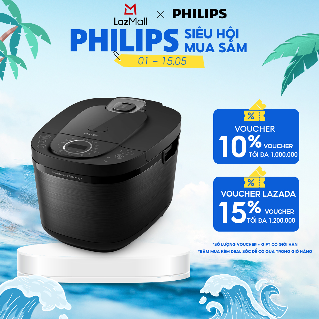 [QUÀ TẶNG HẤP DẪN - SLCH] Nồi Cơm Điện Tử Philips HD4814/31 - Màu Đen -  1.8L - Công nghệ FreshDefense làm nóng 3D- Hàng Chính Hãng