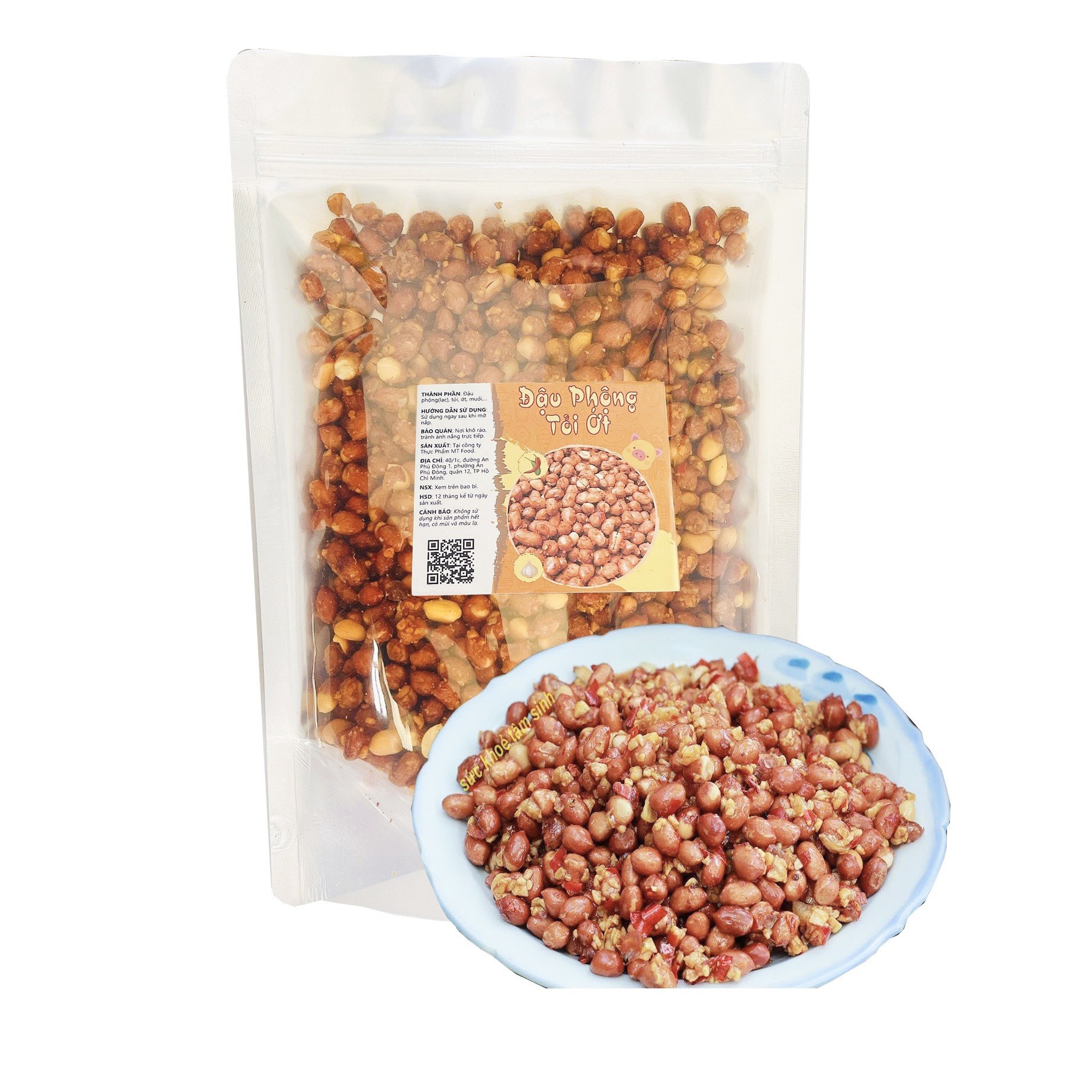 500g đậu phộng rang tỏi ớt mtfood