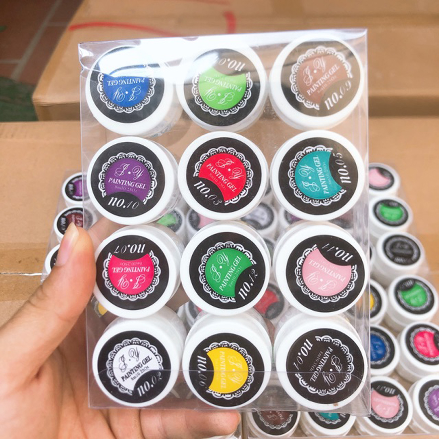 Set gel vẽ 12 màu chất lượng, giá tốt - gel vẽ nail , vẽ móng 12 màu siêu đặc