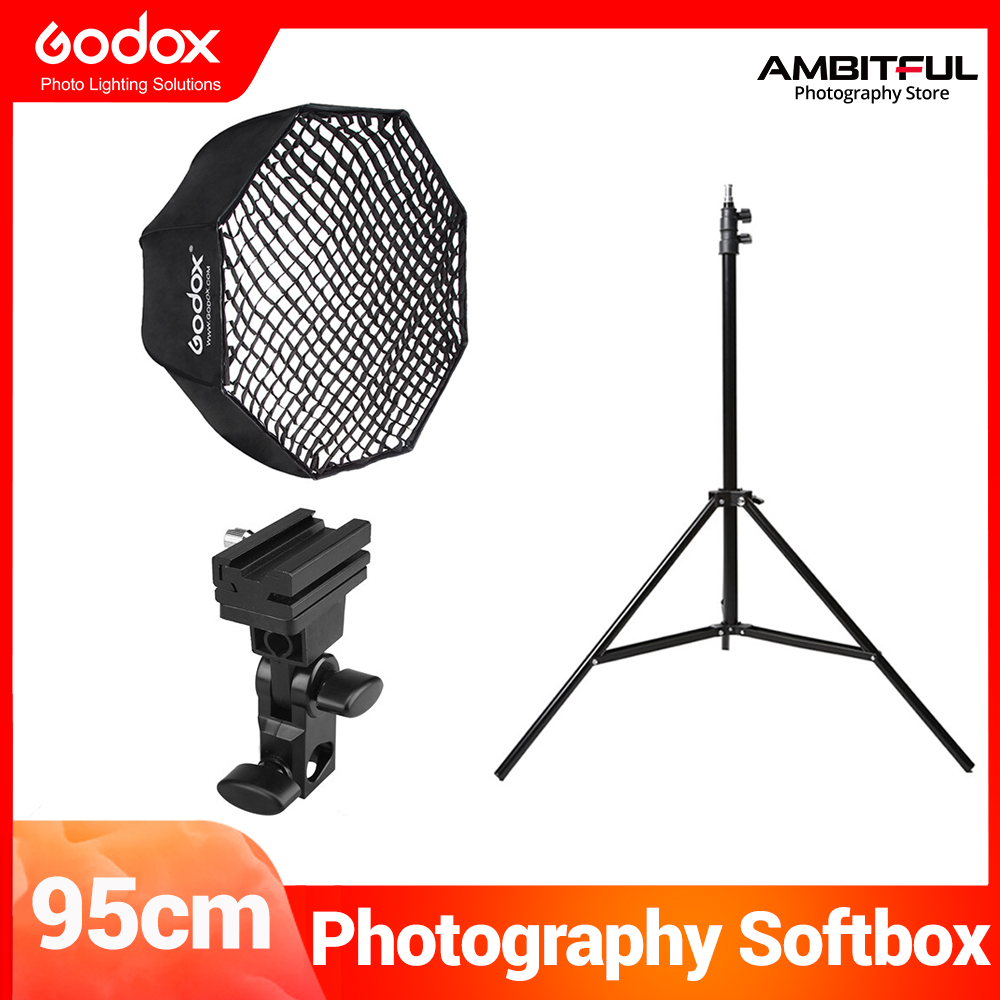 Godox Ô Hình Bát Giác 95Cm 37.5 Tiện Dụng Hộp Mềm Với Lưới Tổ Ong Chân Đèn Giá Đỡ Giày Nóng Dành Cho Đèn Flash Tốc Độ