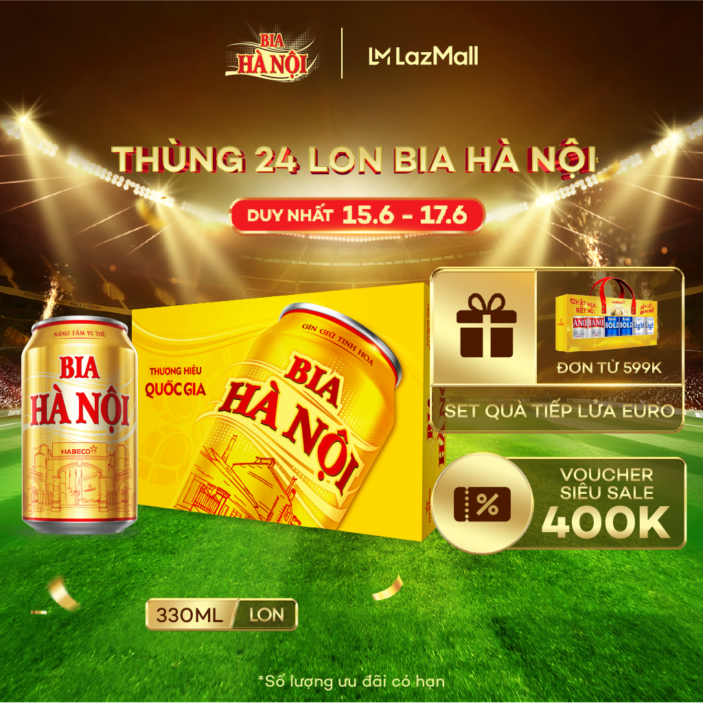 Thùng 24 lon Bia Hà Nội - HABECO (330ml/lon)