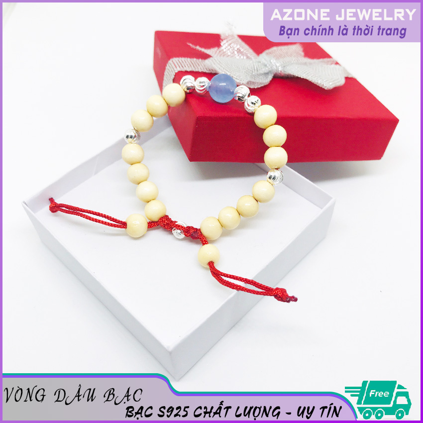 Vòng dâu tằm cho bé 7 bi bạc bạc s925 hạt dâu tằm tác dụng bảo an cho bé trai #azvd002 - azone 24h vòng dâu 7 bị bạc vòng dâu