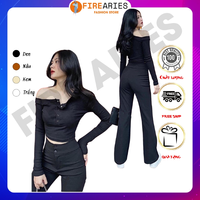 [Tặng vòng tay 29k] Quần tây công sở ỐNG LOE nữ lưng cao FIRE ARIES QA018 - Quần ống đứng cạp bản to 2 cúc khóa kéo trước chất Tuyết Mưa Vitex cao cấp
