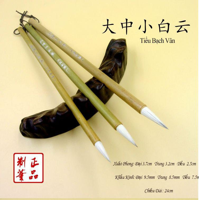 [combo 3 bút] Bút Lông Thư Pháp Chính Phẩm Bạch Vân - Luyện viết thư pháp trung - việt