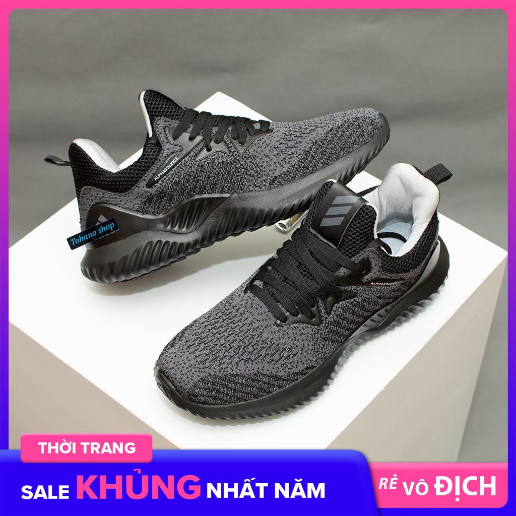 Giày sneaker nam giày thể thao nam Apha muối tiêu A28 màu đen full