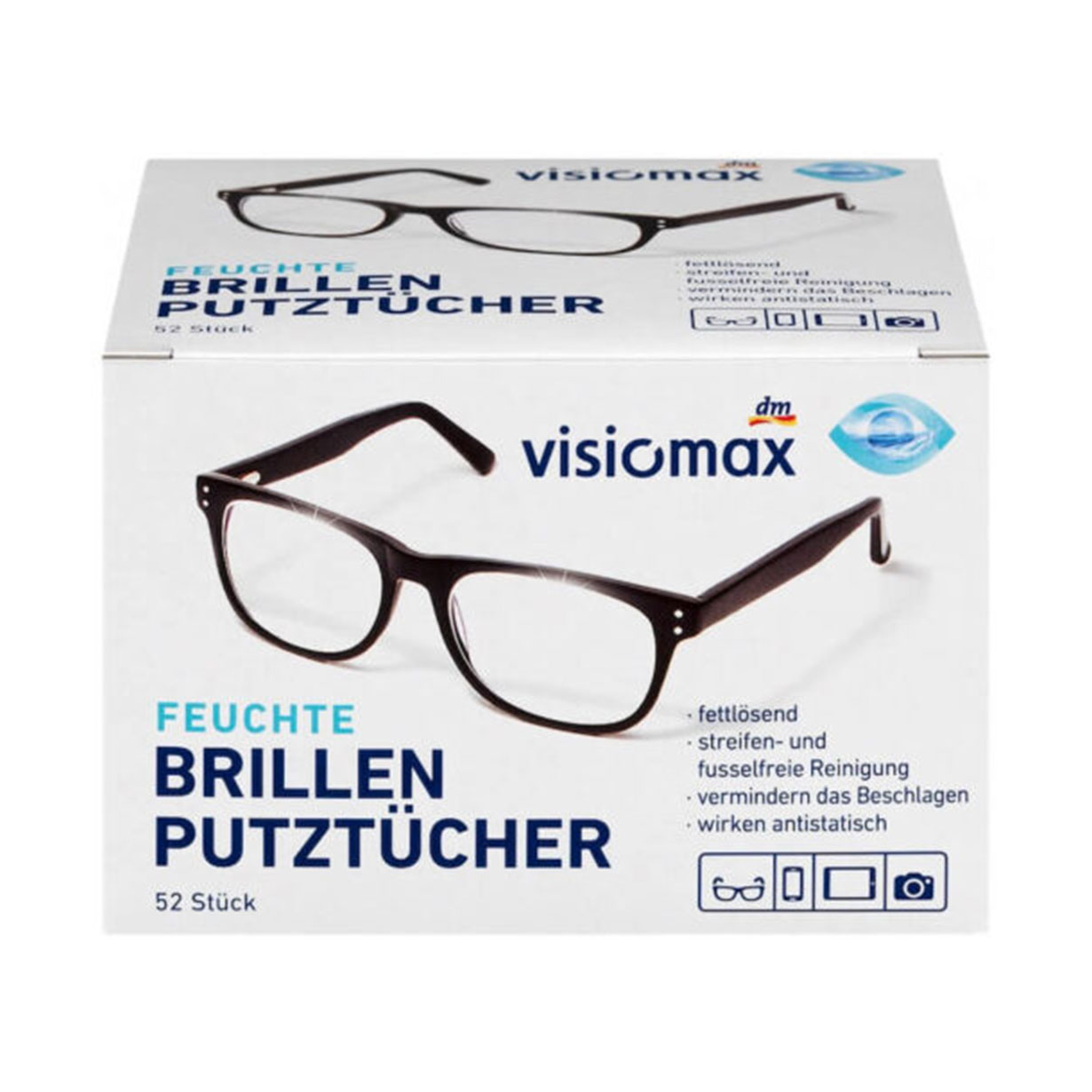 Giấy lau kính, giấy lau lens, máy ảnh, Điện thoại Visiomax 52 miếng- Loại sạch bụi bẩn và mắt kính chống bám bụi