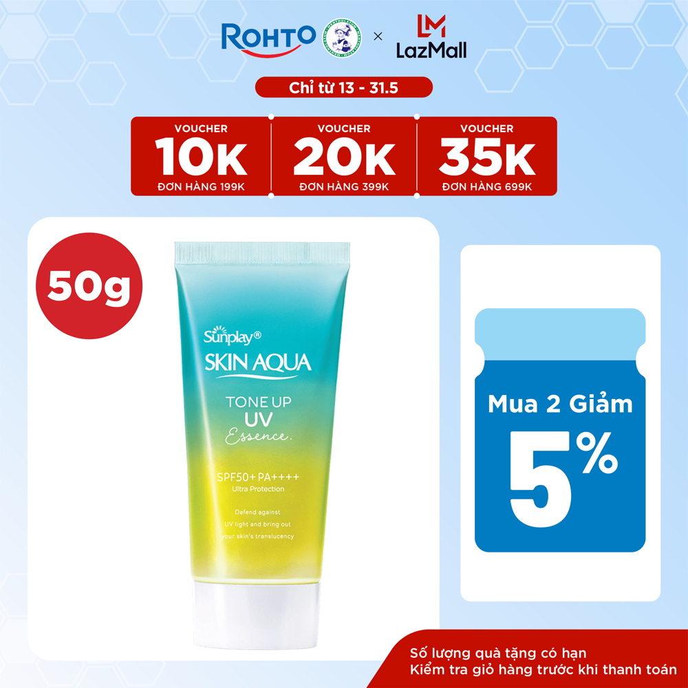 Kem chống nắng nâng tông Skin Aqua Tone up  Mint Green cho da trắng có khuyết điểm đỏ, dạng tinh chấ