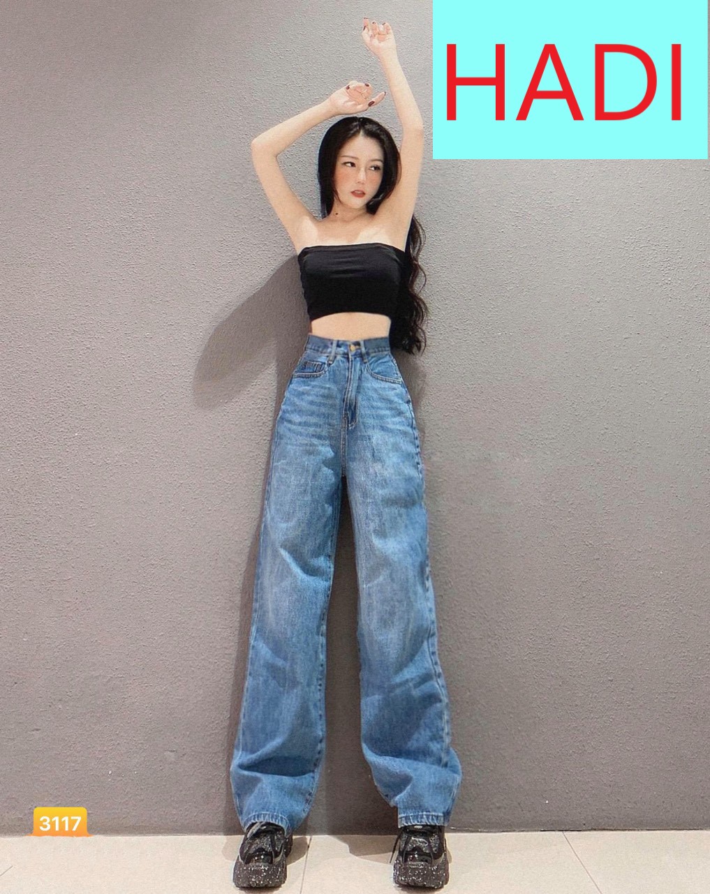 QUẦN JEAN ỐNG RỘNG NỮ LƯNG CAO LAI CUỐN RÂU MÈO CAO CẤP HADI ĐỦ SIZE S, M, L SIÊU HOT, ĐƠN GIẢN CỰC XINH XẮN