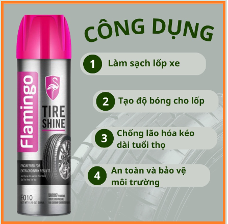 Xịt dưỡng bóng lốp ô tô phục hồi nhựa đen - flamingo f010 500ml