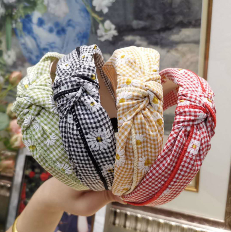 Cài tóc caro hoa cúc thời trang cho nữ NHIỀU MÀU