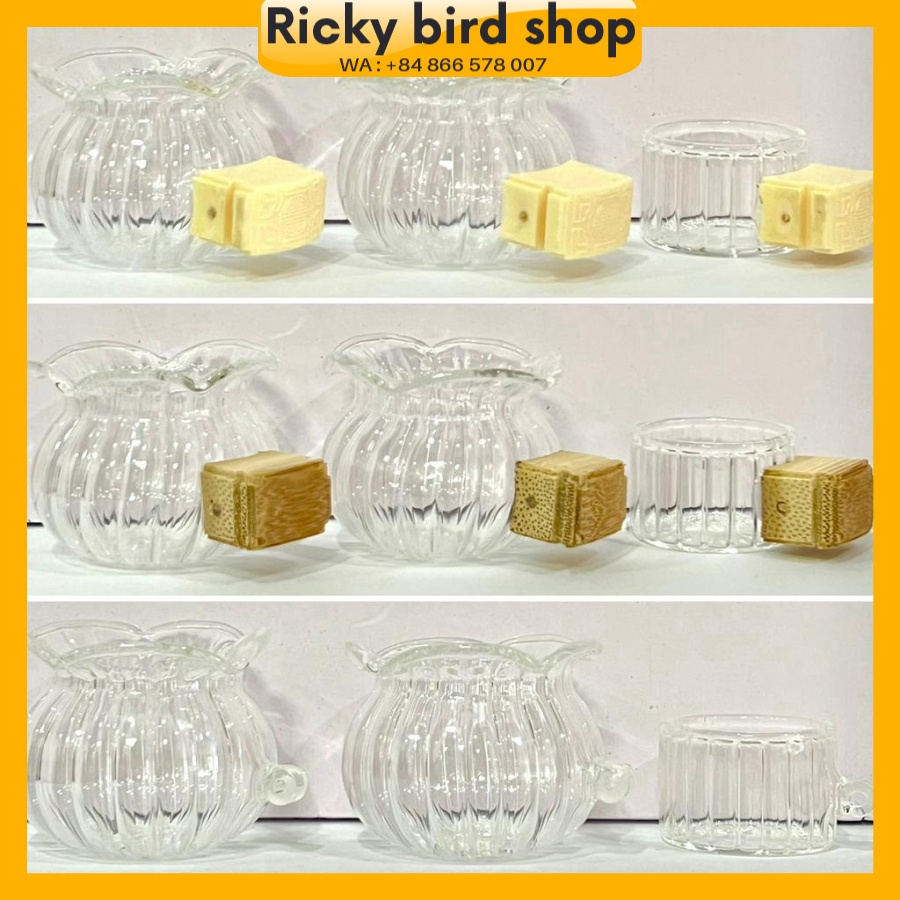 Cóng chào mào đẹp Ricky, cóng chào mào tàu thủy tinh bộ 3 chiếc đã kèm tai cóng tàu