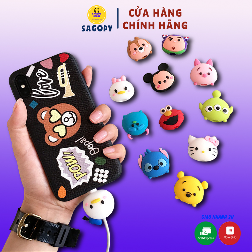 Phụ kiện bảo vệ chống đứt gãy đầu dây cáp sạc cho tai nghe, dây lighting iphone samsung oppo hình thú nhiều màu sắc cute Sagopy