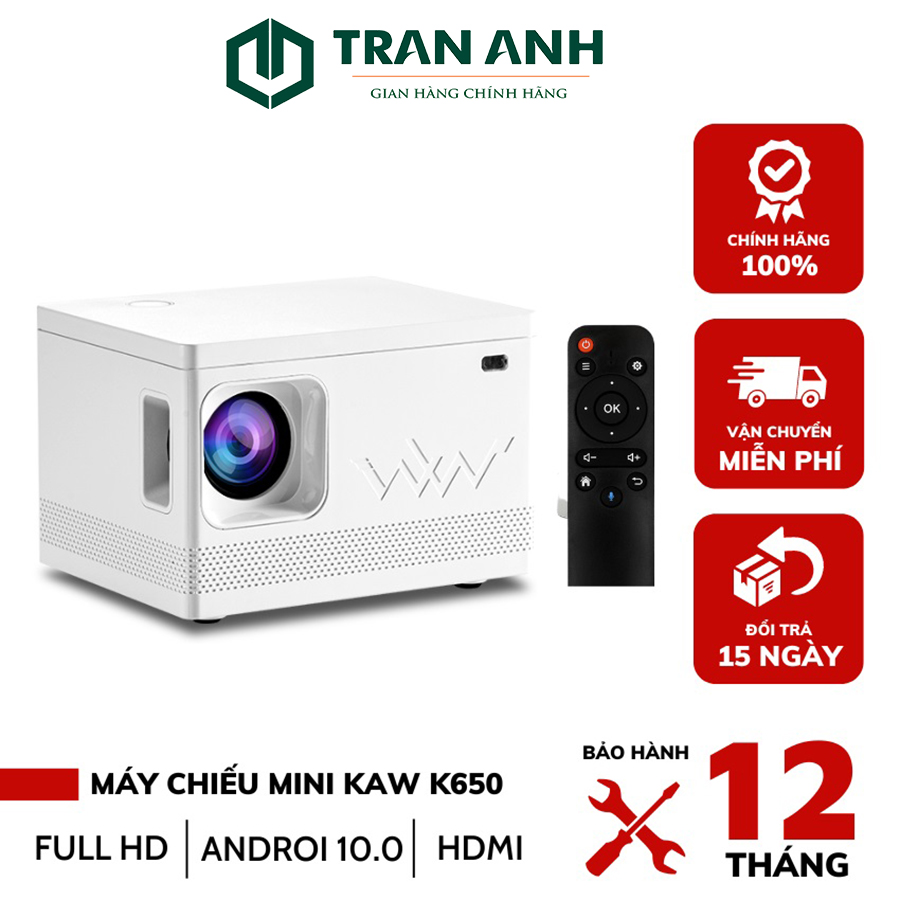 Máy chiếu mini siêu nét kaw k950/k650/k550 full hd 1080p, hàng chính hãng, chất lượng tốt, có hệ điều hành - bảo hành 24 tháng