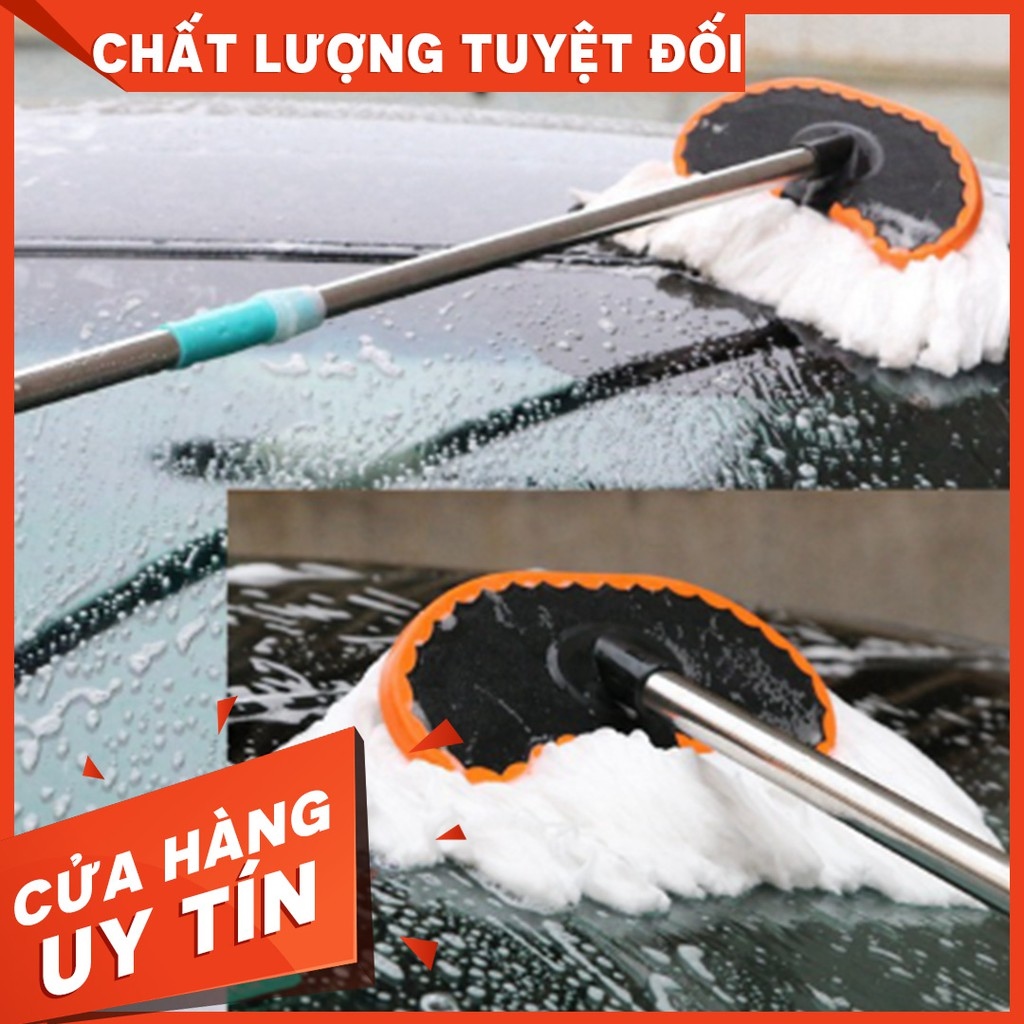 【hot sell】 Chổi rửa xe ô tô sợi tơ mềm cán dài có thể điều chỉnh 100cm