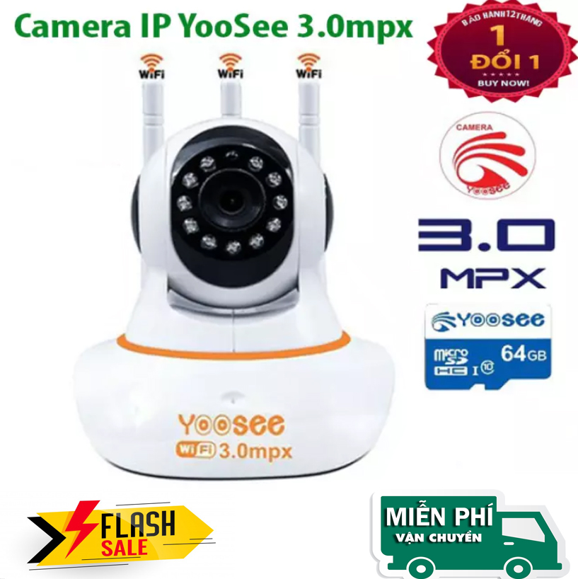 Camera WiFi Yoosee 3 Râu 3.0M Full HD 1080P - ĐÀM THOẠI 2 CHIỀU- BÁO ĐỘNG SỬ DỤNG BẰNG TIẾNG VIỆT- HÌNH ẢNH SẮC NÉT FULL HD 1080P.