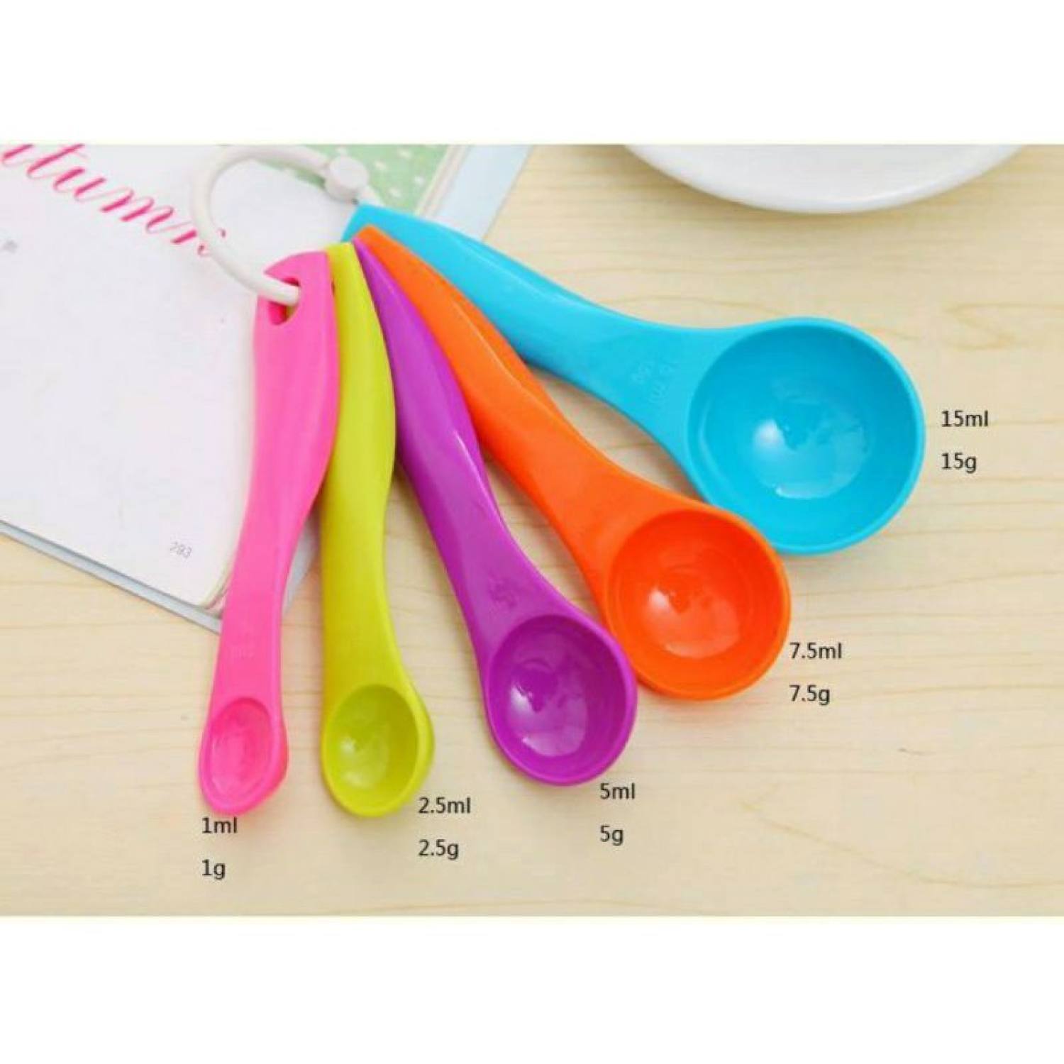 Bộ thìa đong nhựa cứng chất đẹp 5 màu