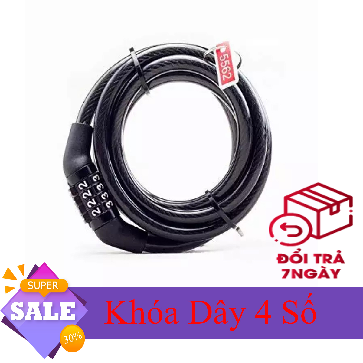 Khóa dây xe đạp dẻo - khóa cửa chống trộm có mã 4 số - Dây khóa số ZOLI Khoá dây xe đạp