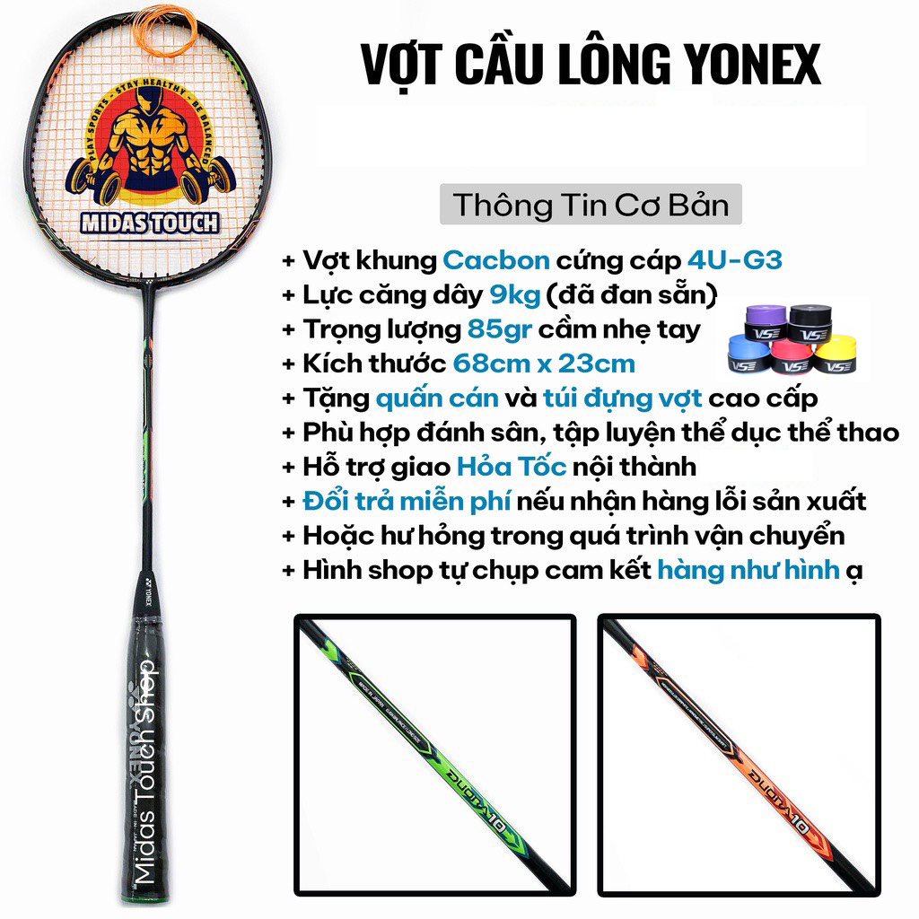 Vợt cầu lông Yonex cao cấp 100% Cacbon đan dây tốt 9,5kg - vợt cầu lông Yonex loại xịn