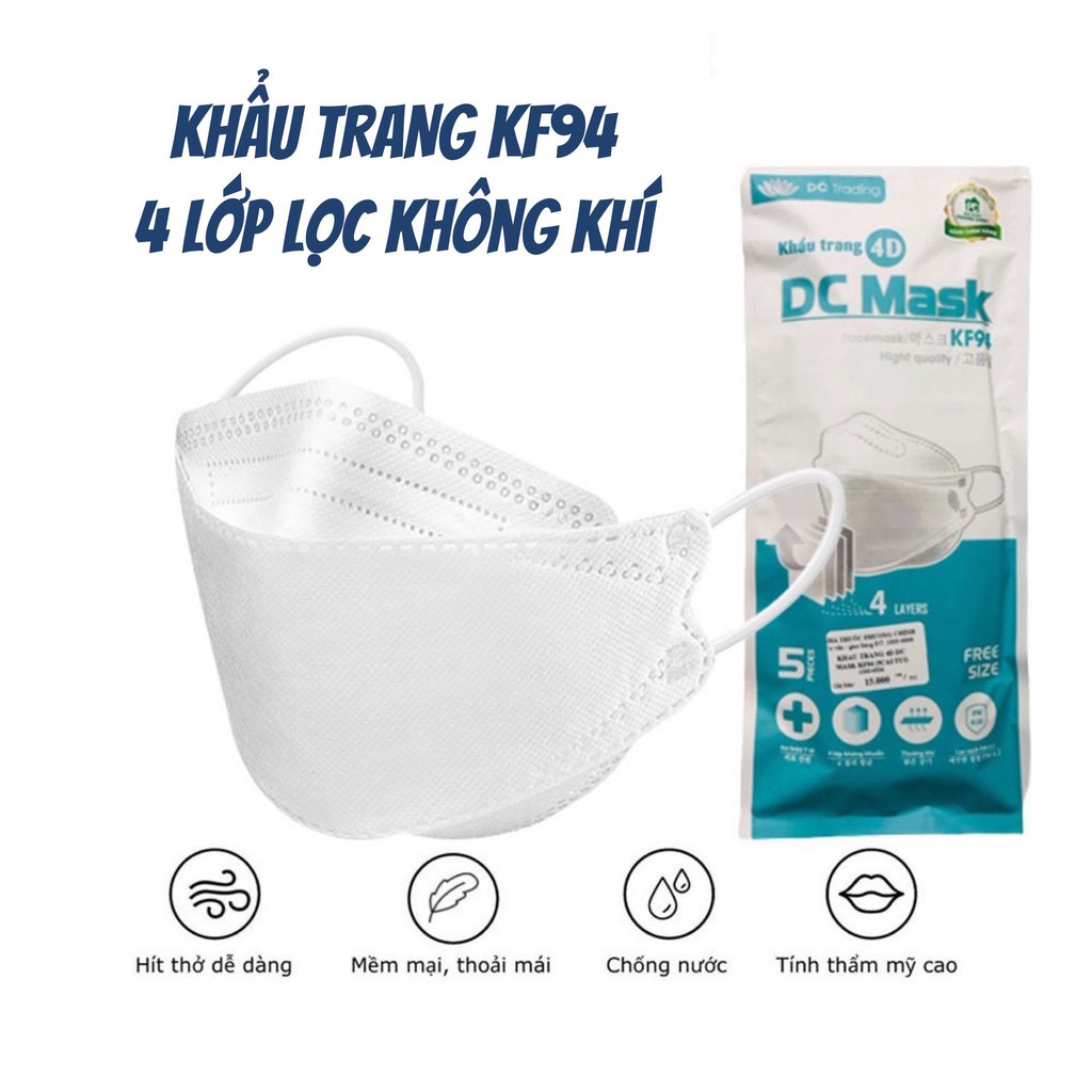 Combo 5 khẩu trang dc mask kf94 kiểu hàn quốc
