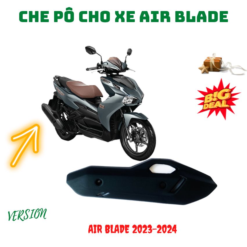 Ốp pô xe ab, che pô chống nóng xe airblade 2010, ab 2016, ab 2020, ab 2021, ab 2023-2024, ab 2013-2015 hàng lắp như zin