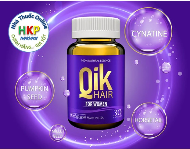 Viên uống qik nữ - giúp bảo vệ và phục hồi hư tổn tóc hộp 30 viên