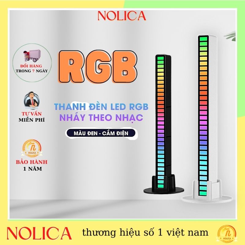 Thanh đèn led RGB nháy theo nhạc cảm biến âm thanh 16 triệu màu Đèn LED trang trí Decor phòng cảm ứng theo nhịp điệu âm nhạc Sử dụng nguồn USB trực tiếp NOLICA DE01