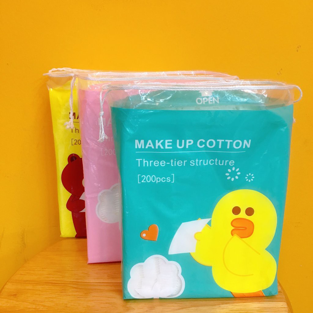 Bông tẩy trang Line Friends 200 miếng Gấu Vịt Thỏ