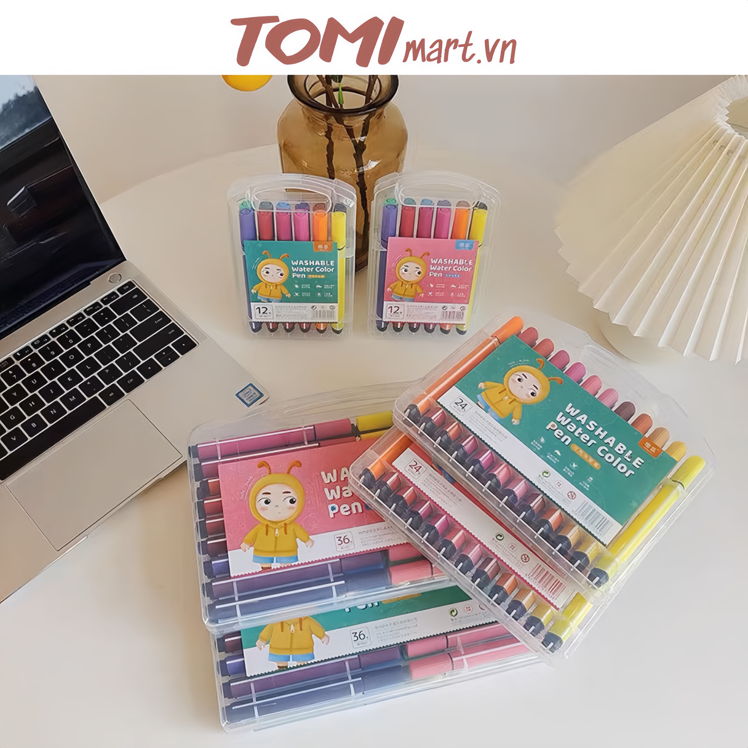 Bút màu nước bút dạ nước bút lông mềm tomi có thể rửa được xoá được 052