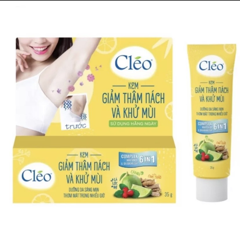 Kem Giảm Thâm Nách & Khử Mùi Cleo Dưỡng Sáng 6 Trong 1 Thổi Bay Thâm Nách - Sáng Da Tự Tin - Khử Mùi - Sáng Da - Mềm Mịn - An Toàn