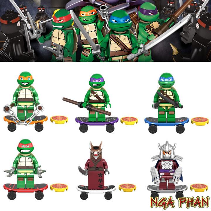 Bộ Ninja Rùa Trượt Ván TMNT Bela Đồ Chơi Xếp Hình Lắp Ráp MOC DIY