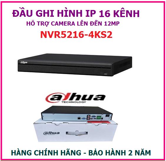 Đầu ghi hình 16 kênh dahua nvr5216-4ks2 hỗ trợ gắn 2 ổ cứng camera lên đến 12mp