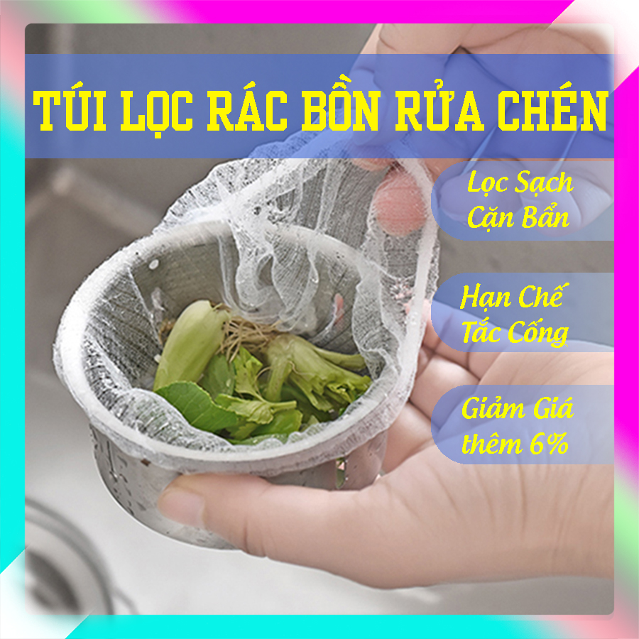 Túi Lọc Rác Bồn Rửa Chén SET 100 Túi Lọc Rác Chất Liệu Vải Lưới Thoát Nước Nhanh