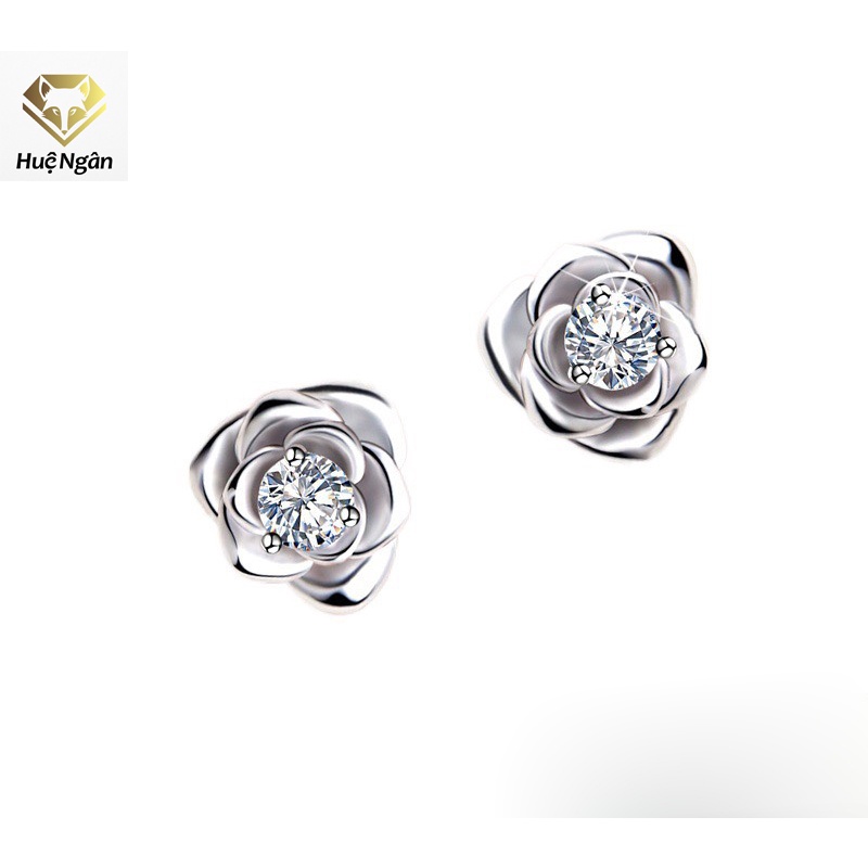 Bông tai bạc Ý 925 Huệ Ngân - Hoa hồng tình yêu RYE141071
