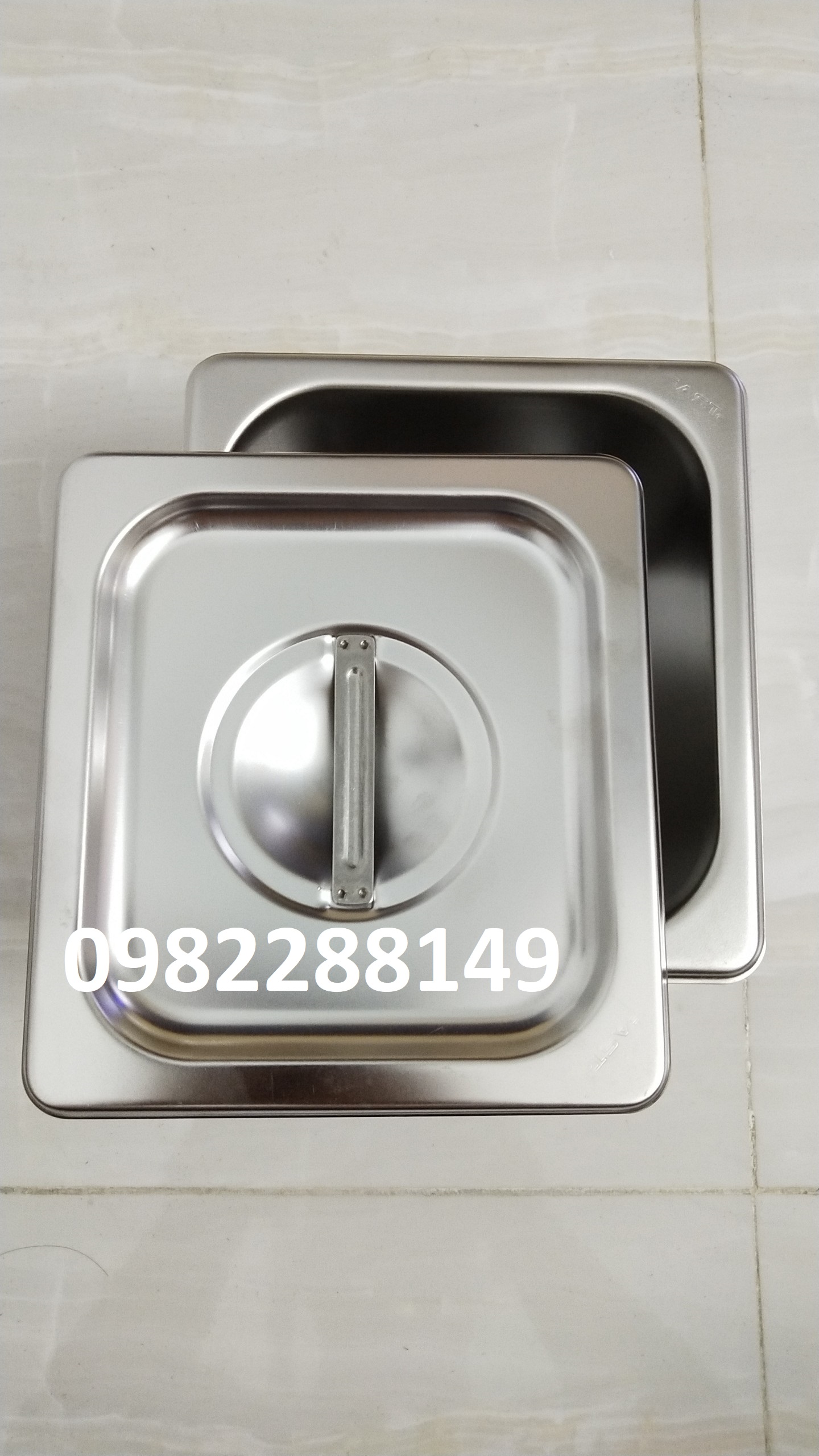 BỘ KHAY INOX GN 1/6 CAO 10cm ĐỰNG THẠCH TRÀ SỮA,TOPPING...CÓ NẮP