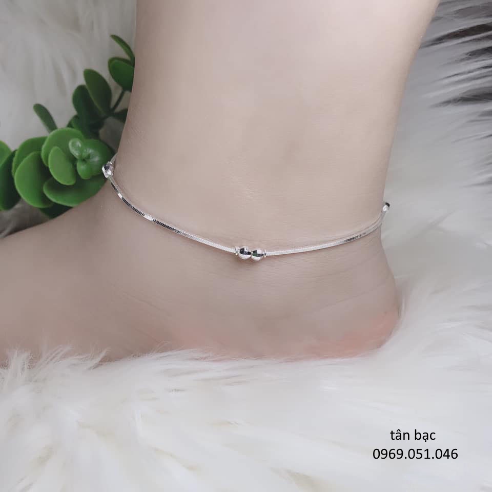 lắc chân nữ , bạc đặc , chuẩn , sáng , dày dặn , mix hạt bi sang chảnh hot hit