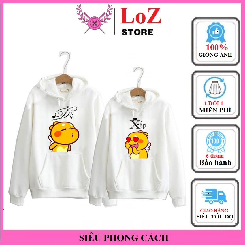 [ SIÊU PHONG CÁCH ]COMBO 2 ÁO -Áo nỉ đôi hoodie  có mũ  in đệ xếp ý nghĩa . - LOZITAR . { HÀNG ĐẸP } Vải nỉ bông da cá mềm mại có lớp lông dày dặn dễ phối đồ cực đẹp áo đôi nam nữ, áo cặp nam nữ