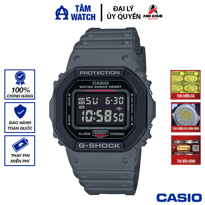 Đồng hồ nam dây nhựa casio g-shock chính hãng anh khuê dw-5610su-8dr