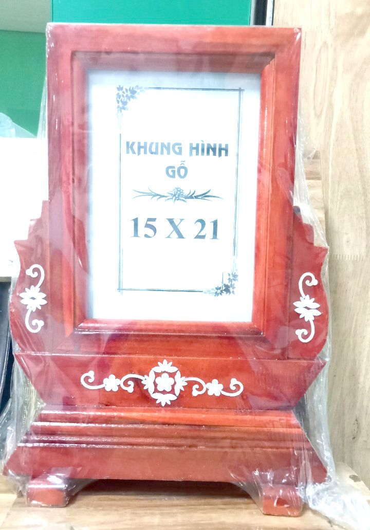 Khung ảnh thờ gỗ cao cấp 15x21 có chân đế GỖ chắc chắn