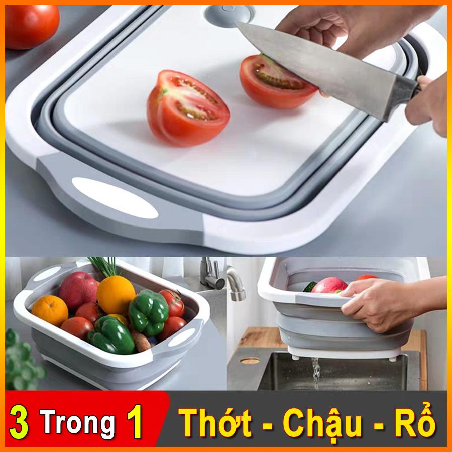 THỚT KÈM CHẬU GẤP GỌN ĐA NĂNG 3 IN 1 - THỚT KIÊM RỔ CHẬU RỬA HOA QUẢ TIỆN DỤNG - THỚT 3 IN 1 TIỆN LỢI