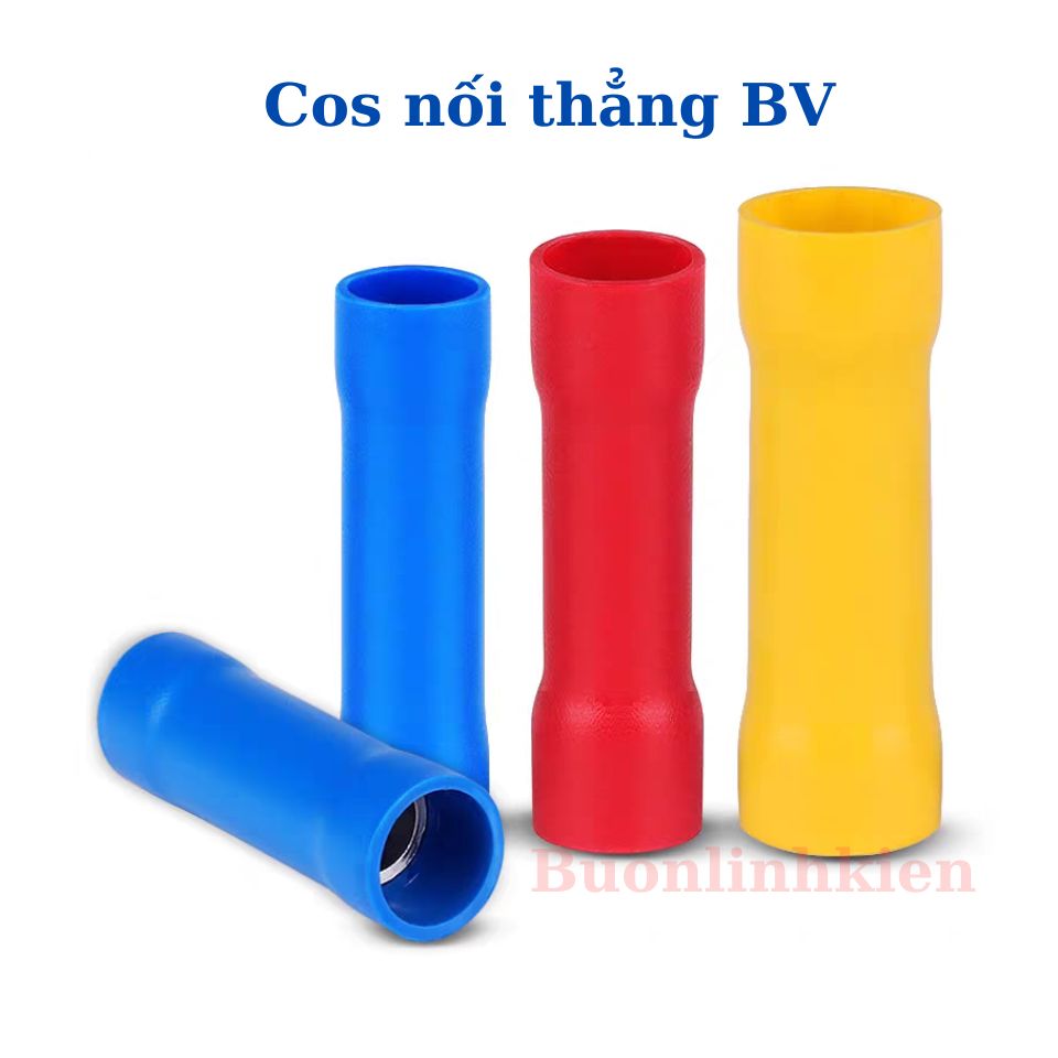 100 Đầu cos dây điện nối thẳng bọc nhựa BV đủ loại BV1, BV2, BV5, cốt bấm dây điện tiện lợi, đủ kích thước