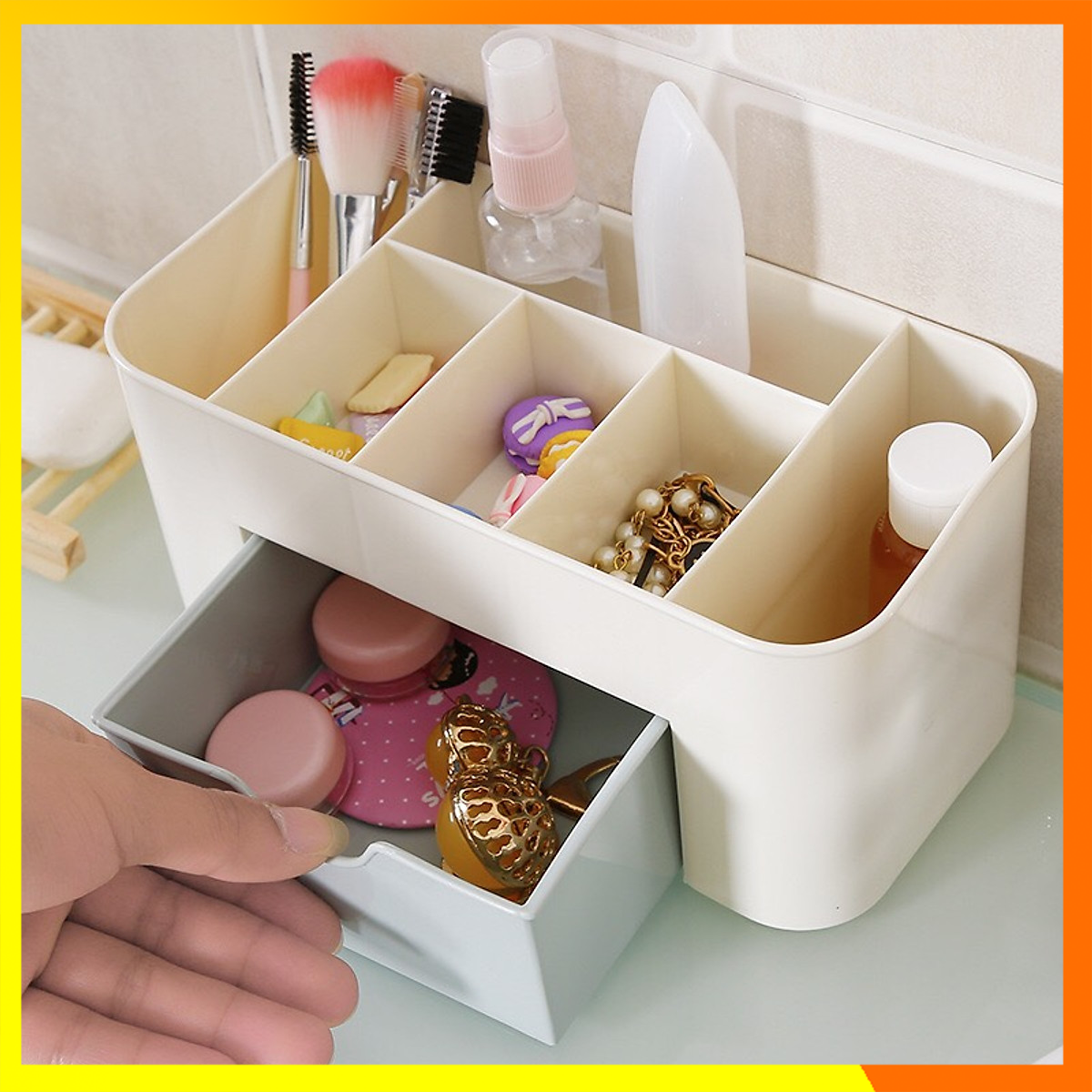 Kệ Đựng Mỹ Phẩm Nhựa MiNi Có Ngăn Kéo , đồ trang điểm mini để bàn có ngăn kéo tiện lợi, Hộp đựng mỹ phẩm nhựa đa năng, Kệ để bàn đựng đồ trang điểm nhựa cao cấp