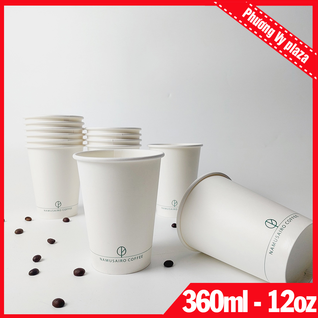 50 chiếc cốc giấy 360ml -12oz namurato ly giấy kẻ xanh nhập khẩu hàn quốc