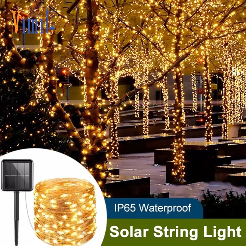 Vimite 50 100 200 300LED Solar Christmas Lights Outdoor Waterproof Garden