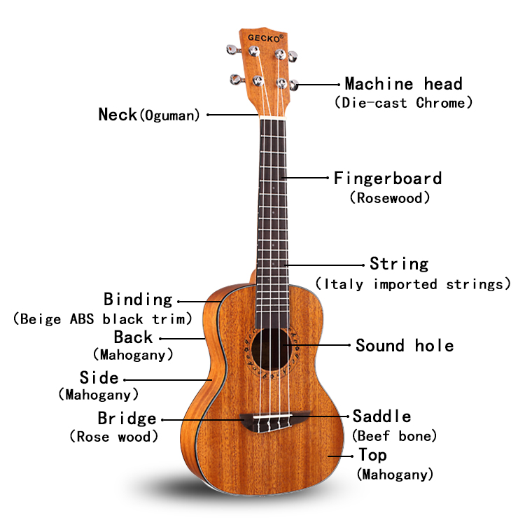 Đàn Ukulele Gecko Size Concert 23 Inch Gỗ Mahogany - Model Hot