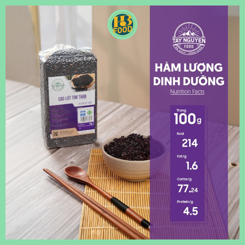 Gạo lứt tím than Sóc Trăng eatclean Tây Nguyên Food - 1kg